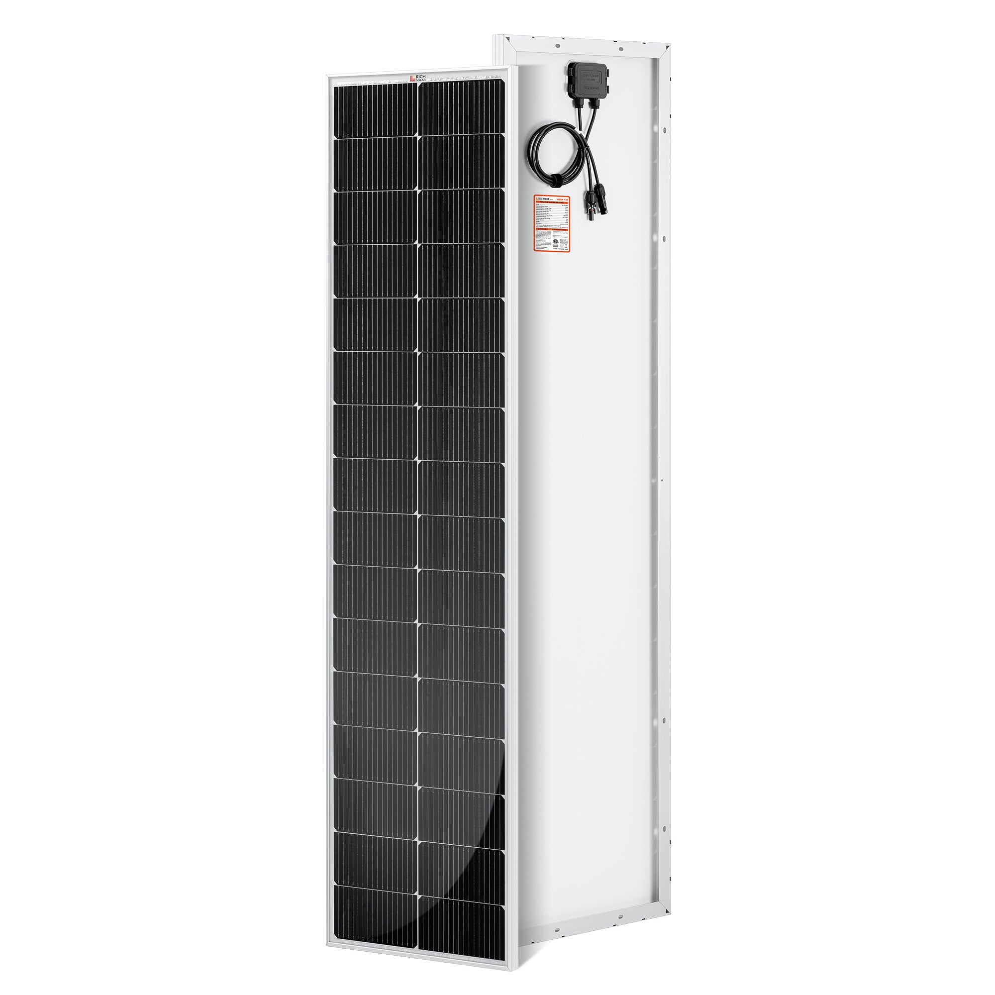 RICH SOLAR |130 Watt 12V Compact Narrow Panel for Vans, Campers, Boats | UL Certified