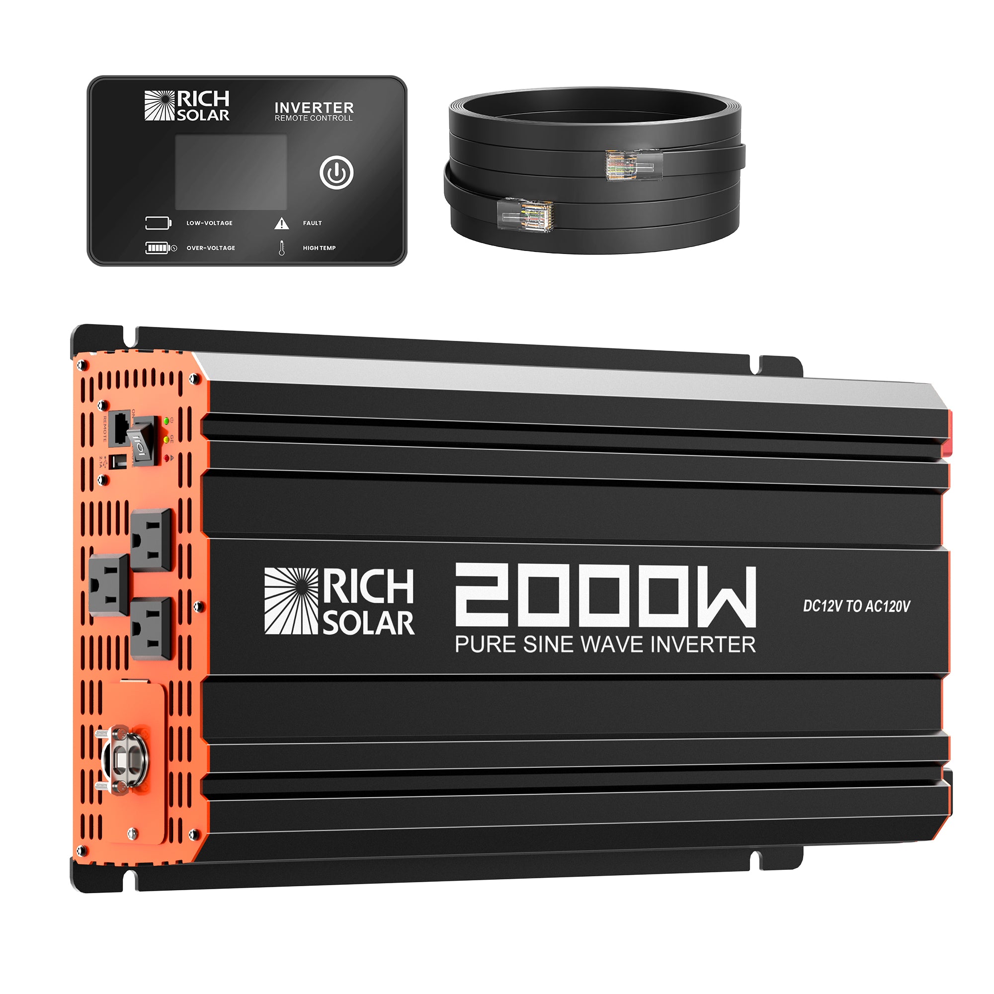 RICH SOLAR | 2000 Watt (2kW) 12 Volt Industrial Pure Sine Wave Inverter