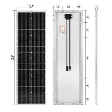 RICH SOLAR | 100 Watt 12V Compact Off-Grid Narrow Solar Panel for Campers, Overlanders, Boats | 25-Year Output Warranty | UL Certified