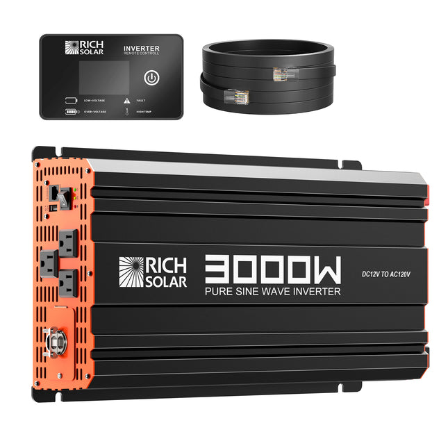 Rich Solar 3000 Watt (3kW) 12 Volt Industrial Pure Sine Wave Inverter