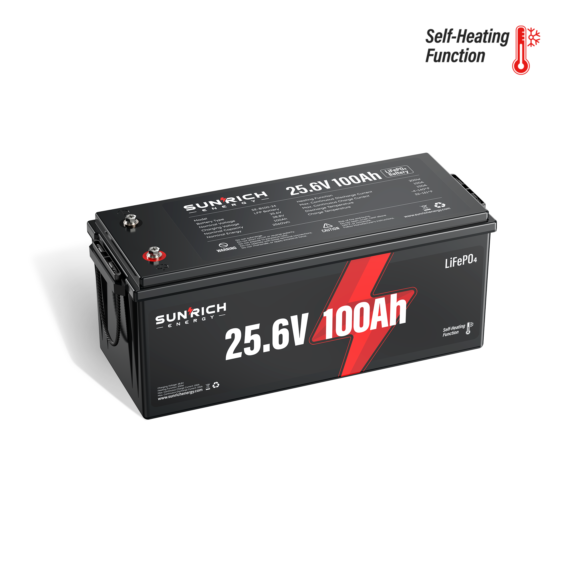 24V 100Ah LiFePO4 Battery (Self-Heating Function)