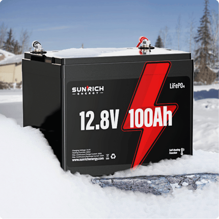 ⚡【37% OFF】12.8V 100Ah Group 24 Lithium Iron Phosphate Battery | Best 1280Wh Heated LiFePO4 Battery for Cold Weather