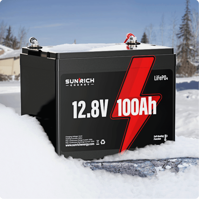 ⚡【37% OFF】12.8V 100Ah Group 24 Lithium Iron Phosphate Battery | Best 1280Wh Heated LiFePO4 Battery for Cold Weather