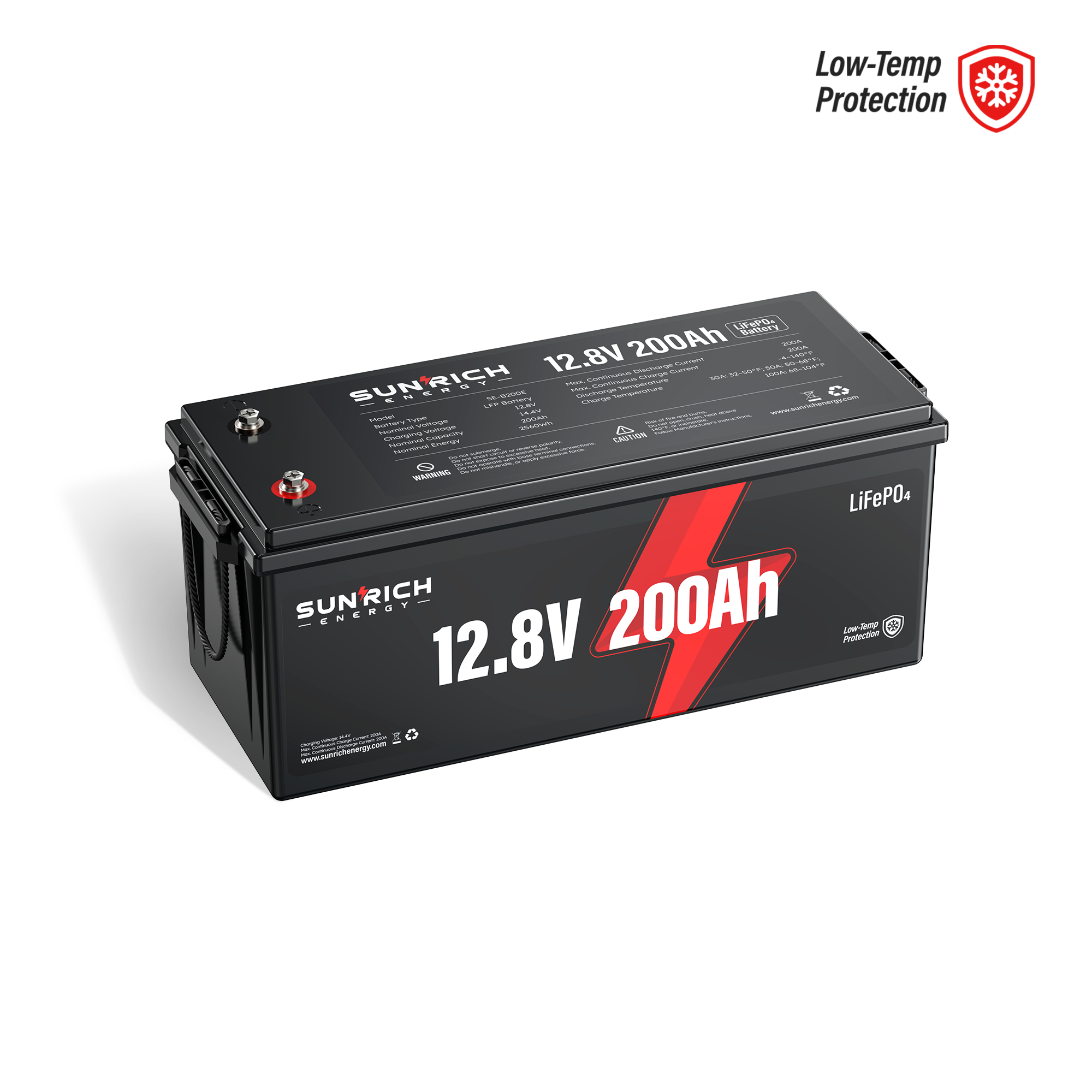 12V 200Ah LiFePO4 Battery (Low-Temp Protection)