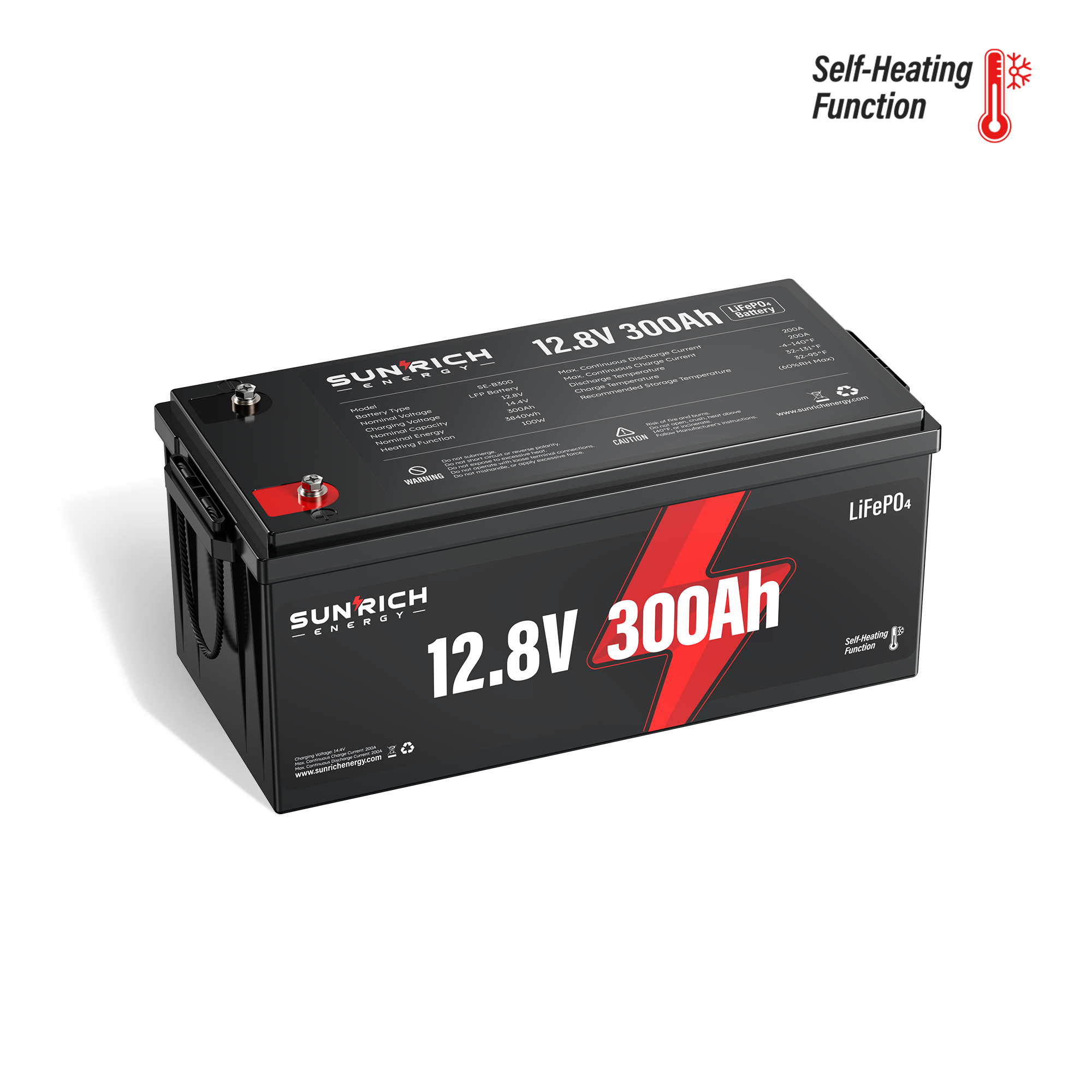 12V 300Ah LiFePO4 Battery (Self-Heating Function)