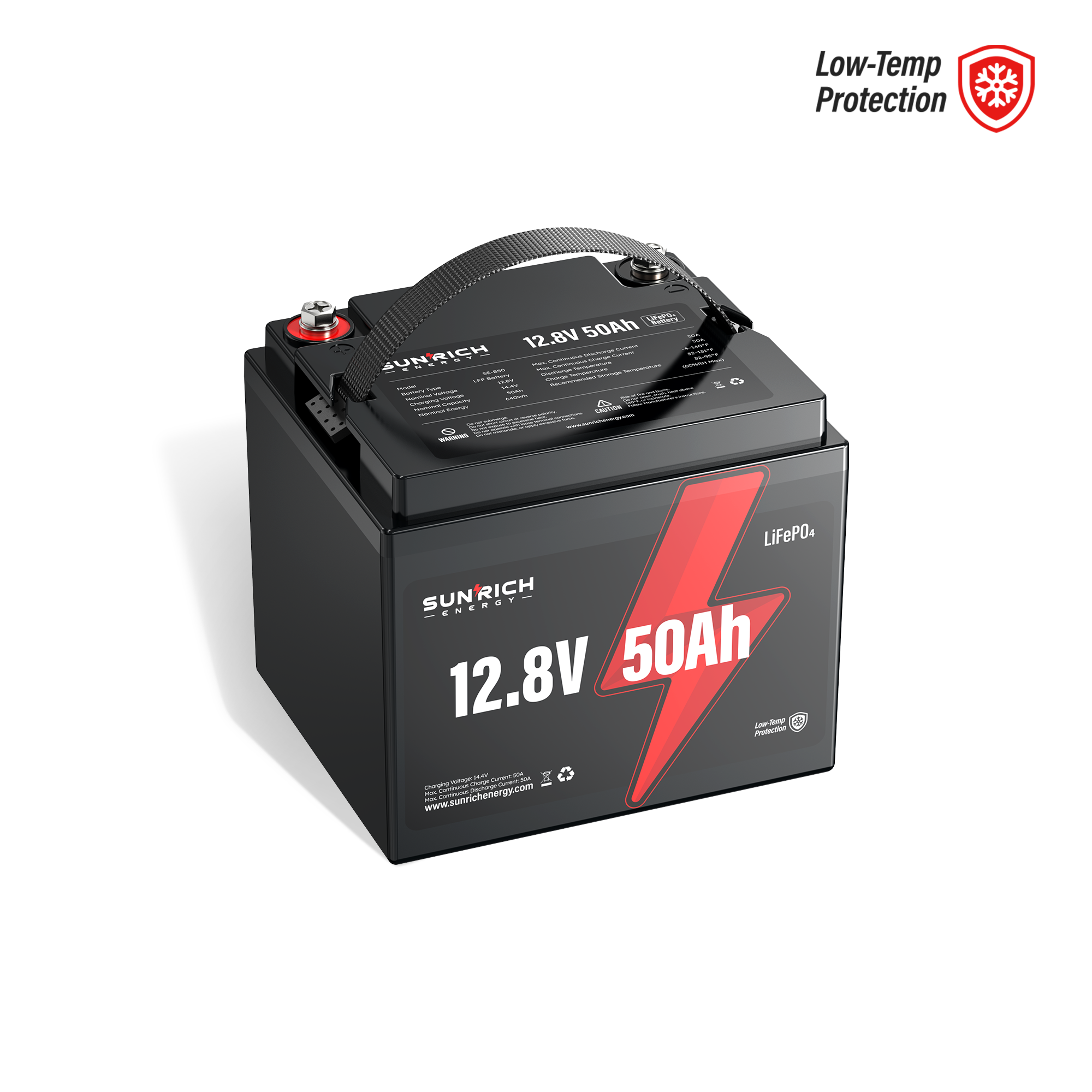 12V 50Ah LiFePO4 Battery (Low-Temp Protection)