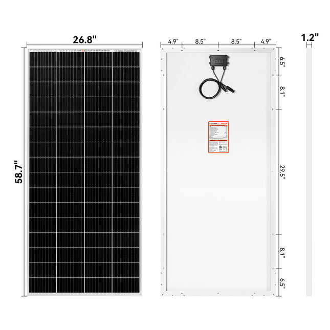 Rich Solar 200 Watt 24 Off-grid Volt Solar Panel | 25-Year Output Warranty | UL Certified