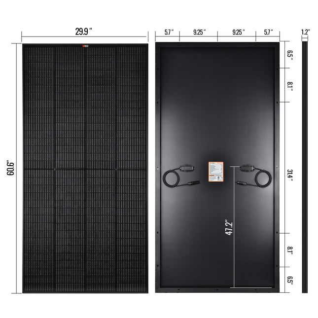 Rich Solar 250 Watt 24 Volt black Solar Panel | 25-Year Output Warranty | UL Certified