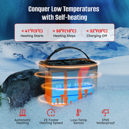 Sunrich Energy LiFePO4 battery with self-heating function