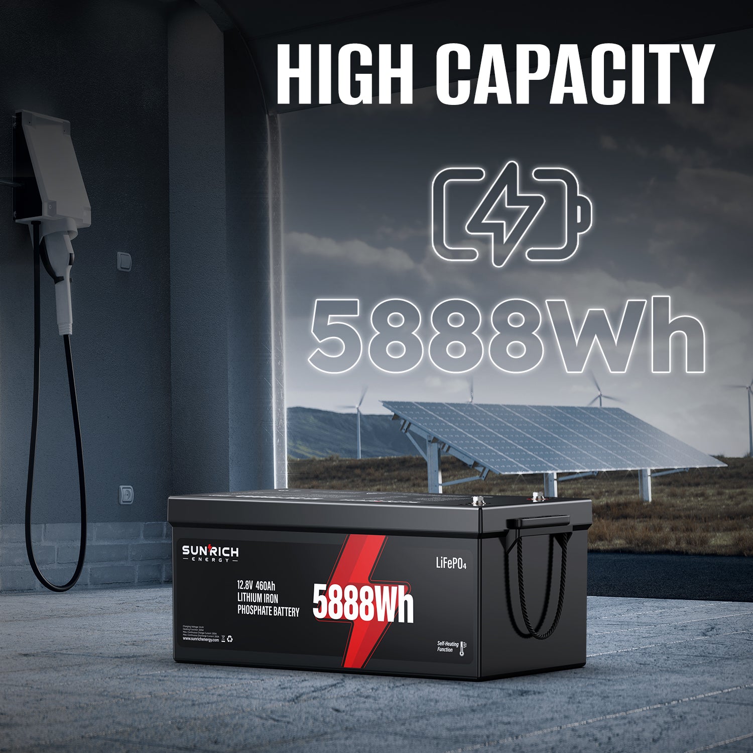 Batería de fosfato de hierro y litio del grupo 8D de 12,8 V y 460 Ah | La mejor batería LiFePO4 calentada de 5888 Wh para climas fríos