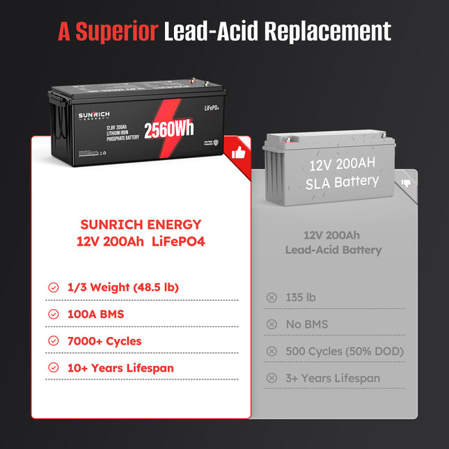 12.8V 200Ah Group 4D Lithium Iron Phosphate Battery | Low Temp Cutoff | Best 2560Wh LiFePO4 Battery for RV, Van, Trailer, Cabin and Home Storage