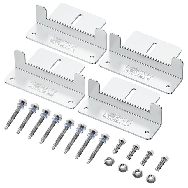 Z-Brackets | Mounting Hardware Z-Brackets with Screws | Designed for RICH SOLAR MEGA Series Solar Panels | Easy to Install